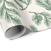 Papier Cadeau Noël au cône de pin botanique (Coin rond)