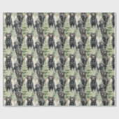 Papier Cadeau Noël au Labrador noir (Plat)