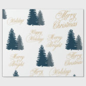 Papier Cadeau Noël aux arbres bleus (Plat)