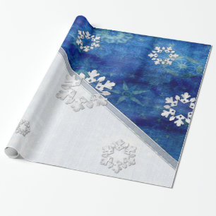 Papier Cadeau Noël aux bougies bleues