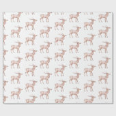 Papier Cadeau Noël aux cerfs roses (Plat)
