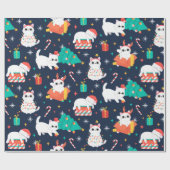 Papier Cadeau Noël aux chats (Plat)