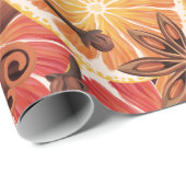 Papier Cadeau Noël aux épices orange (Coin rond)
