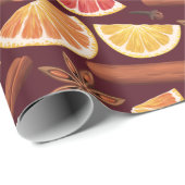 Papier Cadeau Noël aux épices orange (Coin rond)
