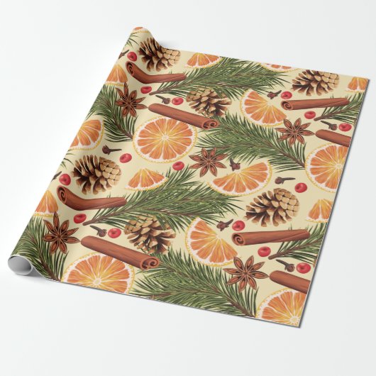Papier Cadeau Noël aux épices orange (Déroulé)