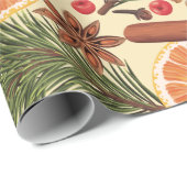 Papier Cadeau Noël aux épices orange (Coin rond)