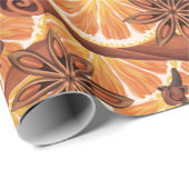 Papier Cadeau Noël aux épices orange (Coin rond)