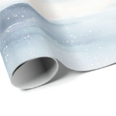 Papier Cadeau Noël aux flocons blancs bleus (Coin rond)