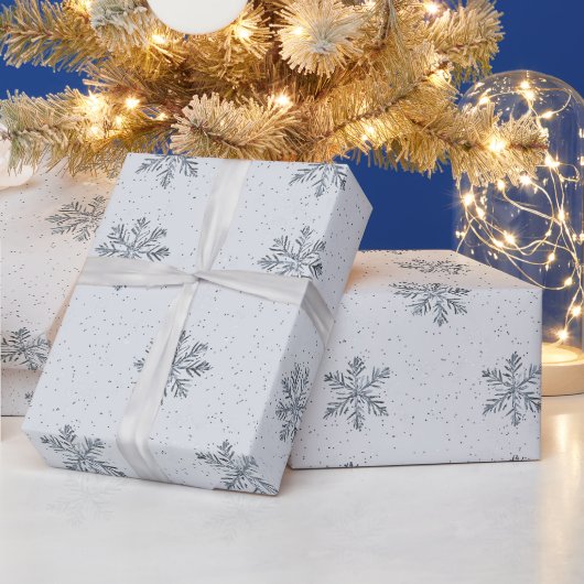 Papier Cadeau Noël aux flocons d'argent (Vacances)