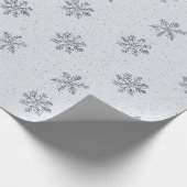 Papier Cadeau Noël aux flocons d'argent (Coin)
