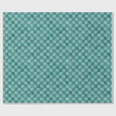 Papier Cadeau Noël aux flocons de neige turquoise et blanche (Plat)