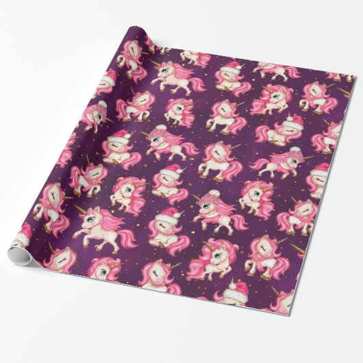 Papier Cadeau Noël aux licornes mignons (Déroulé)