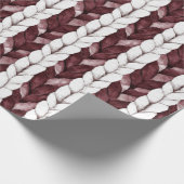 Papier Cadeau Noël aux rayures blanches bordeaux (Coin)
