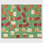 Papier Cadeau Noël avec Arrière - plan vert (Plat)