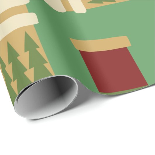 Papier Cadeau Noël avec Arrière - plan vert (Coin rond)
