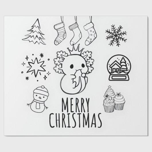 Papier Cadeau Noël Axolotl (Plat)