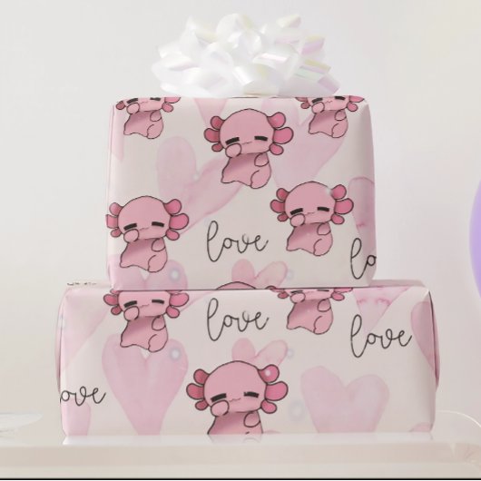 Papier Cadeau Noël Axolotl