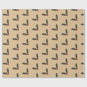Papier Cadeau Noël Baies de Houx (Plat)