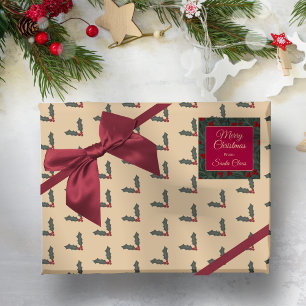 Papier Cadeau Noël Baies de Houx
