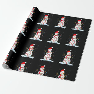 Papier Cadeau Noël Baseball Snowman Père Noël Lumières de Noël p