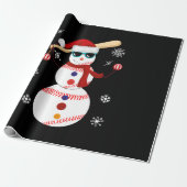 Papier Cadeau Noël Baseball Snowman Santa Hat Cadeau (Déroulé)