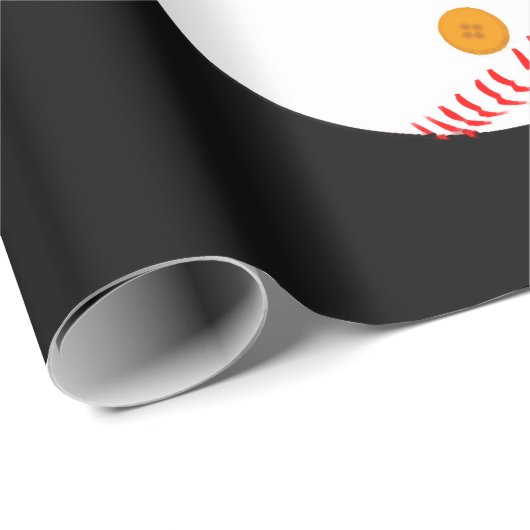 Papier Cadeau Noël Baseball Snowman Santa Hat Cadeau (Coin rond)