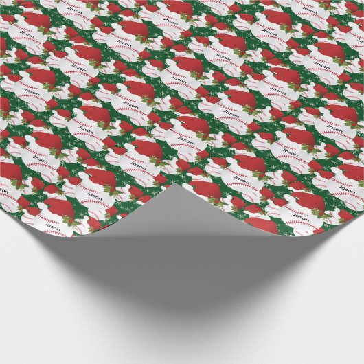 Papier Cadeau Noël Baseballs | Nom do-it-yourself (Coin)