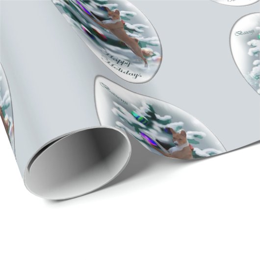 Papier Cadeau Noël Basenji (Coin rond)