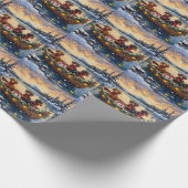 Papier Cadeau Noël Bateau de Noël Teckel (Coin)
