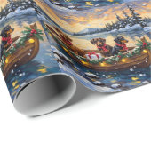 Papier Cadeau Noël Bateau de Noël Teckel (Coin rond)