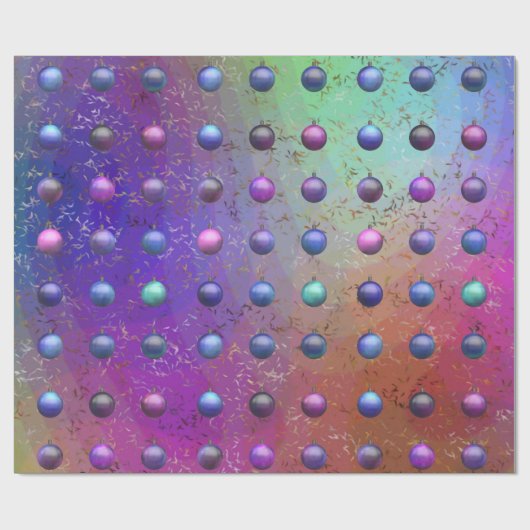 Papier Cadeau Noël Baubles violet Aqua motif chic (Plat)