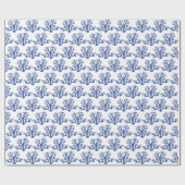 Papier Cadeau Noël Beach Marine Bleu Blanc Corail Motif (Plat)