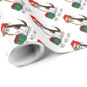 Papier Cadeau Noël Beagle de chapeau de Noël (tri couleur 3) Chi (Coin rond)