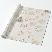papier cadeau Noël beige or (Déroulé)