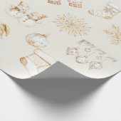 papier cadeau Noël beige or (Coin)