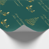 Papier Cadeau Noël bilingue vert et or (Coin)