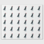 Papier Cadeau Noël Black Lab Chien Santa Hat Wrapper Papier (Plat)