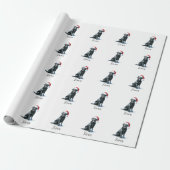 Papier Cadeau Noël Black Lab Chien Santa Hat Wrapper Papier (Déroulé)
