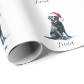 Papier Cadeau Noël Black Lab Chien Santa Hat Wrapper Papier (Coin rond)