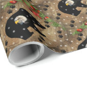 Papier Cadeau Noël Black Oear Bald Eagle Wilderness  (Coin rond)