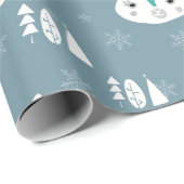 Papier Cadeau Noel Blanc Cute Reindee (Coin rond)