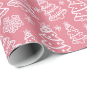 Papier Cadeau Noël blanc et flocons de neige Noël (Coin rond)