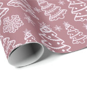 Papier Cadeau Noël blanc et flocons de neige Noël (Coin rond)