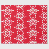 Papier Cadeau Noël blanc Flocon de neige rouge Barrière (Plat)