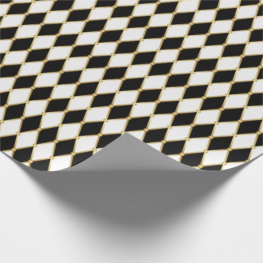 Papier Cadeau Noël blanc Noir Golden Arlequin (Coin)