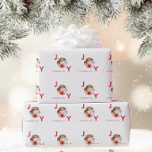 Papier Cadeau Noël blanc photo joie