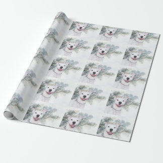 Papier Cadeau Noël blanc Pitbull