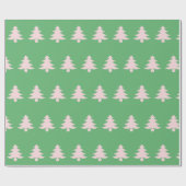 Papier Cadeau Noël blanc rose pâle sur vert (Plat)