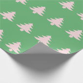 Papier Cadeau Noël blanc rose pâle sur vert (Coin)