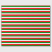 Papier Cadeau Noël blanc vert rouge rayures (Plat)